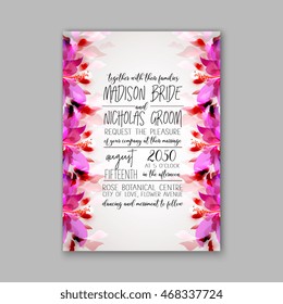 Wedding invitation or card with floral chrysanthemum