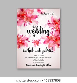 Wedding invitation or card with floral chrysanthemum