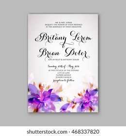 Wedding invitation or card with floral chrysanthemum