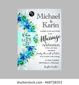 Wedding invitation or card with floral chrysanthemum