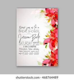 Wedding invitation or card with floral chrysanthemum