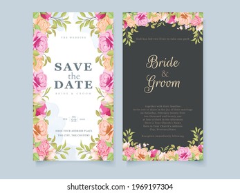 Wedding Invitation Card Floral Concept with Flowers and Leaves