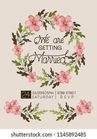 wedding invitation card with floral crown