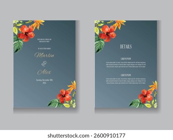 Wedding invitation card with floral design