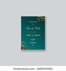 Wedding invitation card with floral design