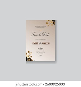 Wedding invitation card with floral design