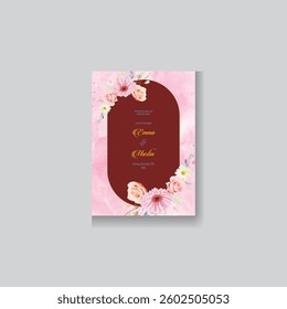 Wedding invitation card with floral design