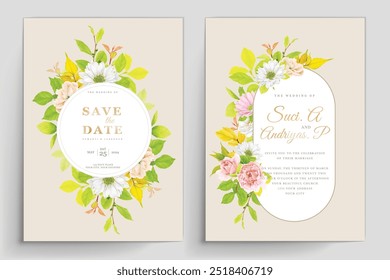 wedding and invitation card with floral element