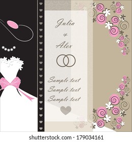 Wedding invitation card with floral elements. Part of a set.