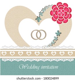Wedding invitation card with floral elements. Part of a set.