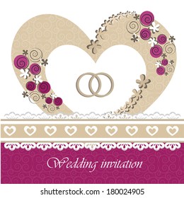 Wedding invitation card with floral elements. Part of a set.