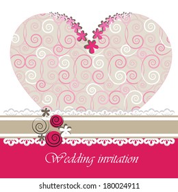 Wedding invitation card with floral elements. Part of a set.