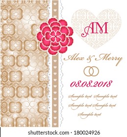 Wedding invitation card with floral elements. Part of a set.