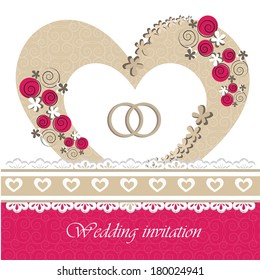 Wedding invitation card with floral elements. Part of a set.