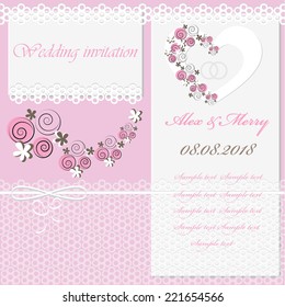 Wedding invitation card with floral elements.