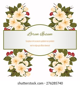 Wedding invitation card with floral elements