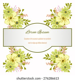 Wedding invitation card with floral elements