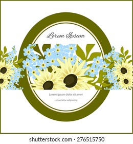 Wedding invitation card with floral elements