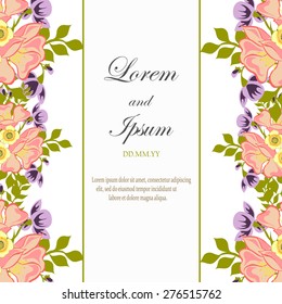 Wedding invitation card with floral elements