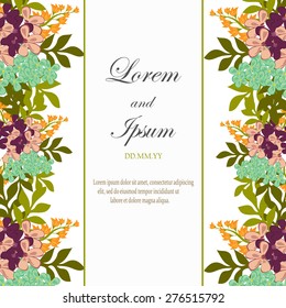 Wedding invitation card with floral elements