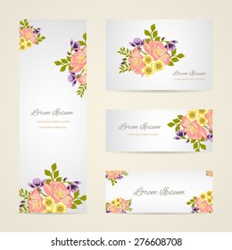 Wedding invitation card with floral elements