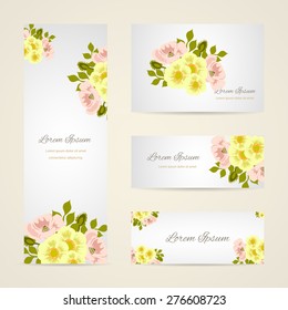 Wedding invitation card with floral elements