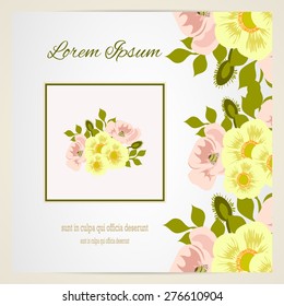 Wedding invitation card with floral elements
