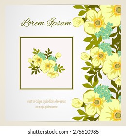 Wedding invitation card with floral elements