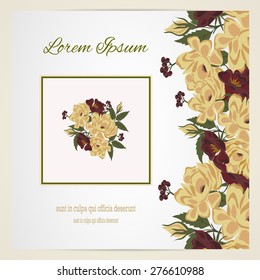 Wedding invitation card with floral elements