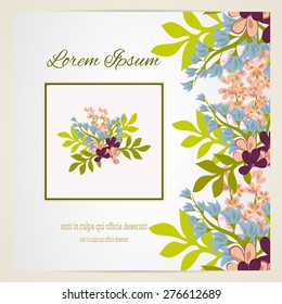 Wedding invitation card with floral elements