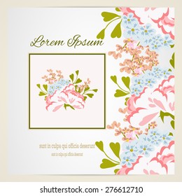 Wedding invitation card with floral elements