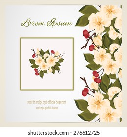 Wedding invitation card with floral elements