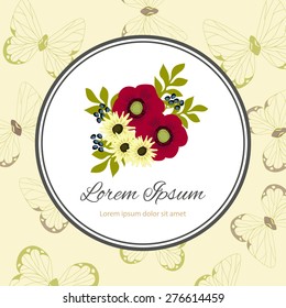 Wedding invitation card with floral elements