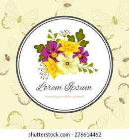 Wedding invitation card with floral elements