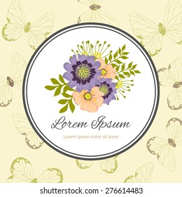 Wedding invitation card with floral elements