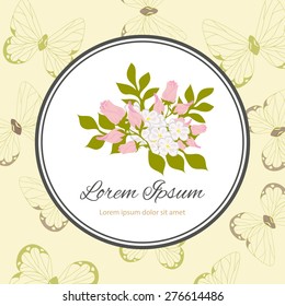 Wedding invitation card with floral elements
