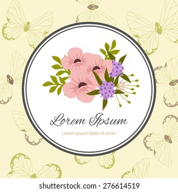 Wedding invitation card with floral elements