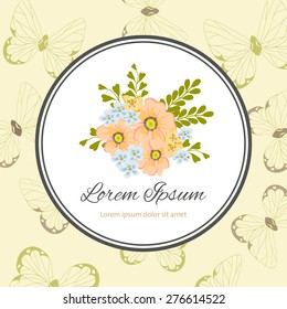 Wedding invitation card with floral elements