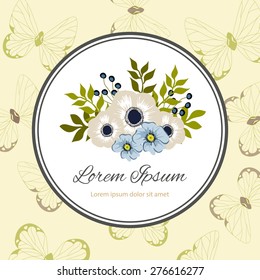 Wedding invitation card with floral elements