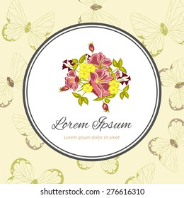 Wedding invitation card with floral elements