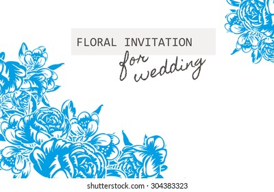 Wedding invitation card with floral elements