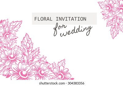Wedding invitation card with floral elements