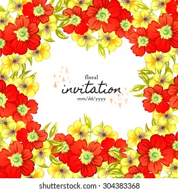 Wedding invitation card with floral elements