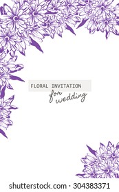 Wedding invitation card with floral elements