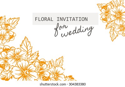 Wedding invitation card with floral elements