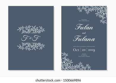 wedding invitation card with floral and flower hand drawn ornament decoration doodle art style template mockup vector illustration