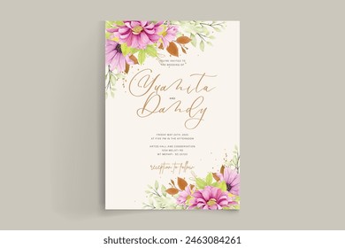 wedding invitation and wedding card with floral frame