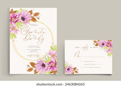 wedding invitation and wedding card with floral frame