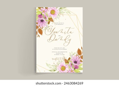 wedding invitation and wedding card with floral frame