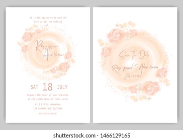 Wedding invitation card Floral hand drawn frame .